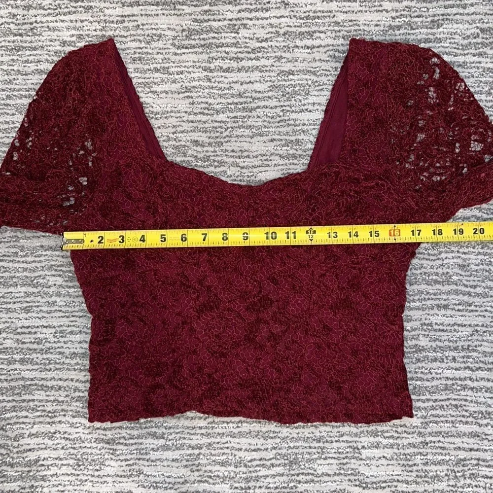 NWT Anthropologie Sweetheart Lace Top Medium Wine